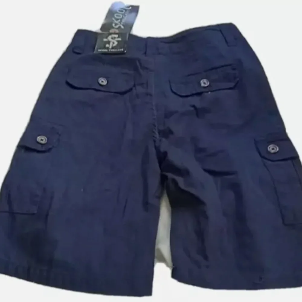 Boys Cargo Shorts Size 12 (26x8) NWT Navy Blue Skool Threads Uniform Pockets